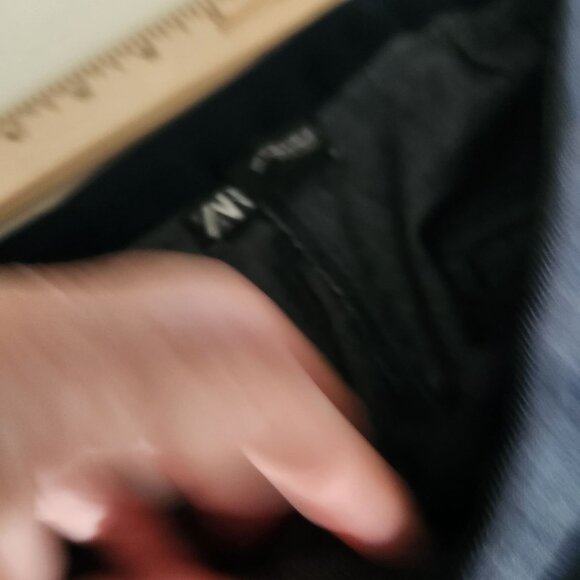 Navy Blue Pinstripe Slim Fit Trousers With Elastic Waistband For Women Medium - Picture 6 of 15